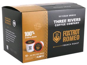 Three Rivers Coffee Company Foxtrot Romeo Coffee Pods 12 Pack Front