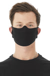 man wearing black face cover 
