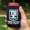 TRCC Black Koozie With Logo - Three Rivers Coffee Company