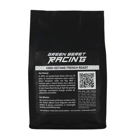 Green Beret Racing High-Octane French Roast Coffee Back Label